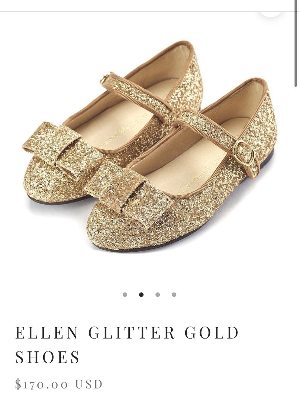 Age of innocence Ellen Gold Glitter Mary Jane Dress Shoes with Bow